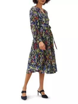 Плиссированное платье Phase Eight с цветочным принтом Fenella, Французский темно-синий/мульти