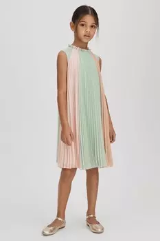 Плиссированное платье пикси с рюшами Reiss, розовый