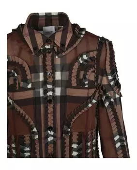 Плиссированное платье-рубашка на пуговицах Burberry, цвет Dark Brown