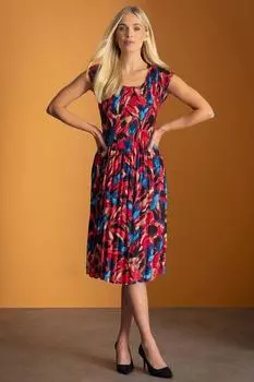 Плиссированное платье с абстрактным цветочным принтом Klass., красный