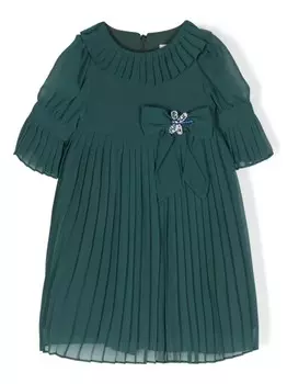 Плиссированное платье с бантом Patachou, зеленый