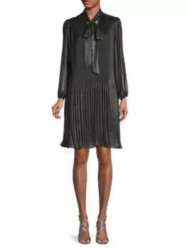 Плиссированное платье с бантом Pussycat Nanette Nanette Lepore, цвет Black Silver