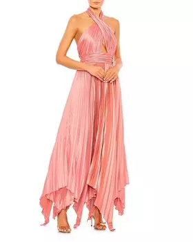 Плиссированное платье с бретелькой Mac Duggal, розовый