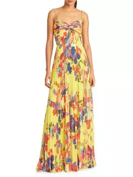 Плиссированное платье с цветочным принтом Dawson Amur, цвет Yellow Multicolor
