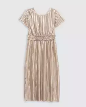 Плиссированное платье с короткими рукавами IKKS, натуральный