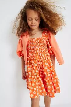 Плиссированное платье с принтом Next, оранжевый