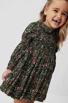 Плиссированное платье с принтом Next, зеленый