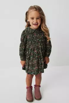 Плиссированное платье с принтом (от 3 месяцев до 8 лет) Next, зеленый