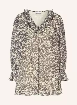 Плиссированное платье с рюшами Ganni, желтый