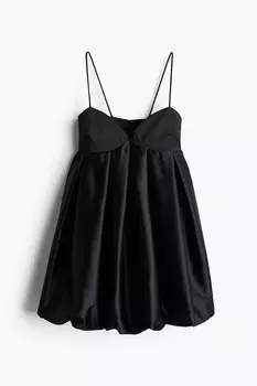 Плиссированное платье с воздушным краем H&M, черный