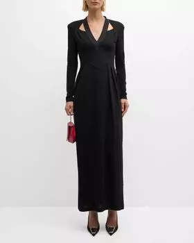 Плиссированное платье с вырезами Emporio Armani, цвет Black
