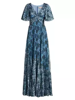 Плиссированное платье трапециевидной формы Mabella Theia, цвет climbing blossoms