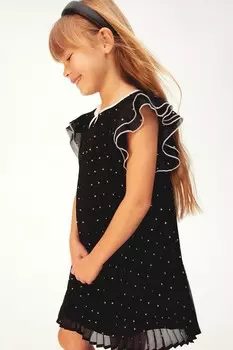 Плиссированное платье трапеции H&M, черный