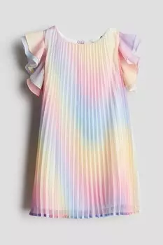 Плиссированное платье трапеции H&M, розовый