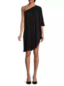 Плиссированное платье-туника на одно плечо Renee C., черный