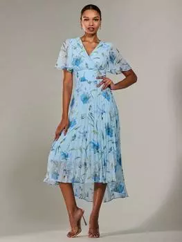 Плиссированное платье в цветочек Jolie Moi, синий