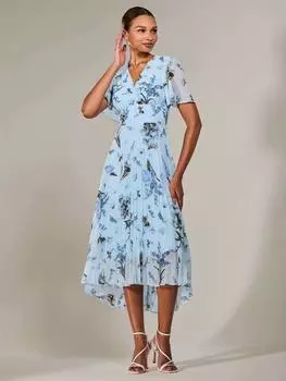 Плиссированное платье в цветочек Jolie Moi, синий/разноцветный