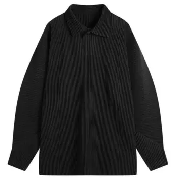 Плиссированное поло с длинным рукавом Homme Pliss Issey Miyake, черный