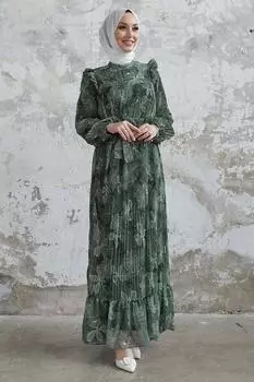 Плиссированное Шифоновое Платье Azelya С Оборками На Плечах - Мятный InStyle, зеленый