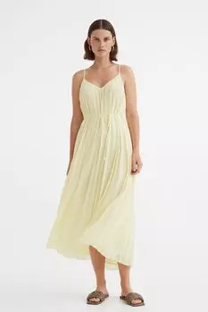 Плиссированное шифоновое платье H&amp;M, светло-желтого