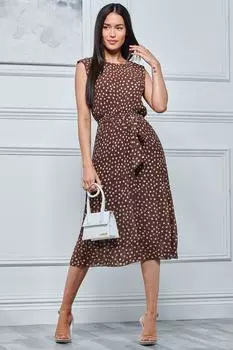 Плиссированное шифоновое платье Haniya с точечным принтом Jolie Moi, бежевый