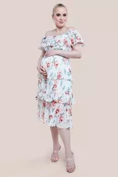 Плиссированное шифоновое платье макси Goddiva, белый