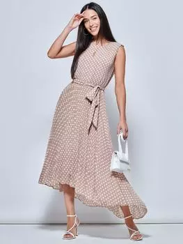 Плиссированное шифоновое платье-миди Jolie Moi, темно-серый мульти