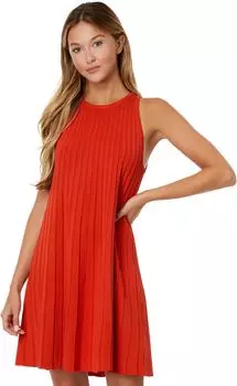 Плиссированное трикотажное мини-платье А-силуэта English Factory, красный
