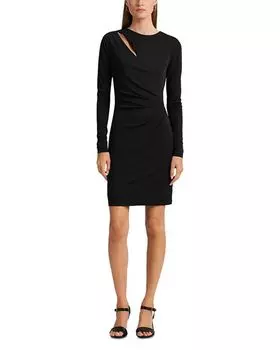 Плиссированное трикотажное платье с вырезами Ralph Lauren, цвет Black