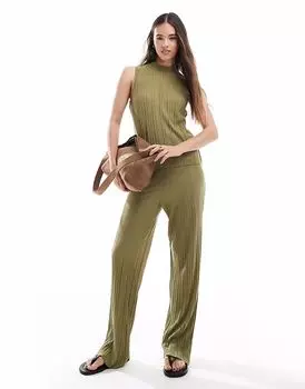 Плиссированные брюки цвета хаки Vero Moda