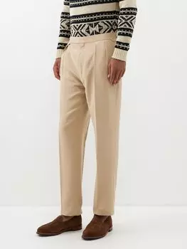 Плиссированные брюки из смесовой шерсти Ralph Lauren, бежевый