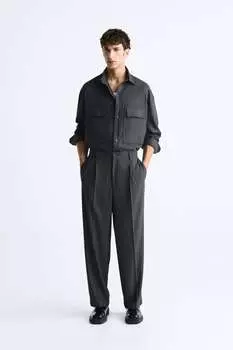 Плиссированные брюки из смесовой вискозы ZARA, серый