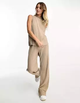 Плиссированные брюки комбинированного цвета с камнем Vero Moda