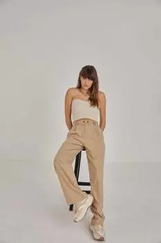 Плиссированные брюки-палаццо бежевые VATKALI, бежевый