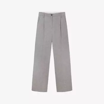 Плиссированные брюки прямого кроя из плетеной ткани с высокой посадкой The White Company, серый