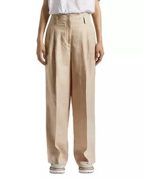 Плиссированные брюки прямого кроя Peserico, коричневый/бежевый