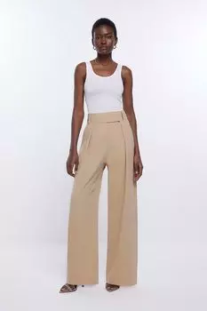 Плиссированные брюки River Island, коричневый
