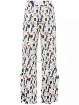 Плиссированные брюки с цветочным принтом Henrik Vibskov, нейтральный