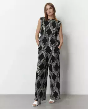 Плиссированные брюки с принтом Sfera, черный