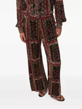 Плиссированные брюки с принтом Snake Scarves FARM Rio, черный