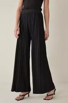 Плиссированные брюки широкого кроя Next, черный