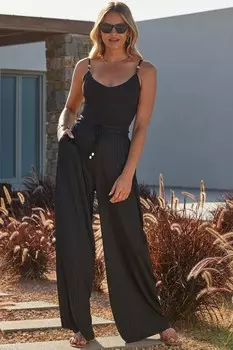 Плиссированные брюки свободного кроя с широкими штанинами Sosandar, черный