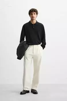 Плиссированные брюки свободного покроя ZARA, экрю
