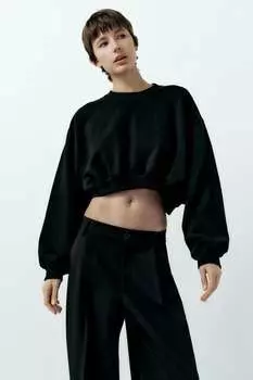 Плиссированные брюки ZARA, черный