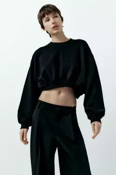 Плиссированные брюки ZARA, черный