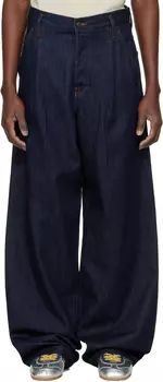 Плиссированные джинсы Dries Van Noten, индиго