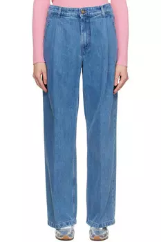 Плиссированные джинсы Maison Kitsun, индиго