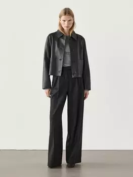 Плиссированные фланелевые брюки Massimo Dutti, черный