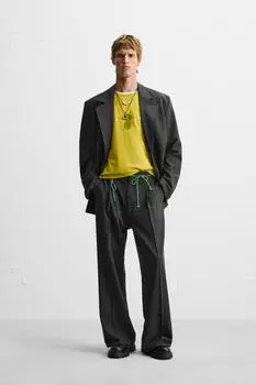 Плиссированные костюмные брюки ZARA, серый марл