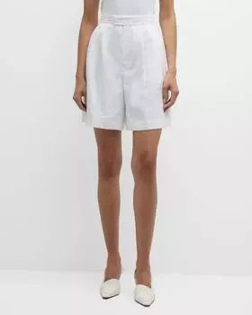 Плиссированные льняные шорты Lucia ADEAM, цвет White